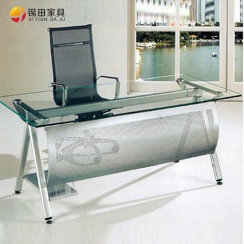 錫田家具 鋼木鋼化玻璃簡約現代 xt-blqt-009辦公桌