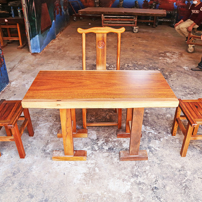 工廠定制 奧坎實木茶幾 中式仿古客廳家具 奧坎實木大板茶桌批發