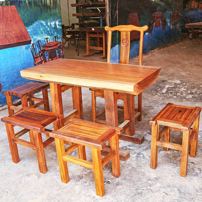 工廠定制 奧坎實木茶幾 中式仿古客廳家具 奧坎實木大板茶桌批發(fā)